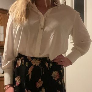 H&M White Button Down Formal Blouse Size Large